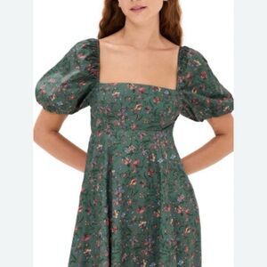 Hill House Green Floral Midi Dress